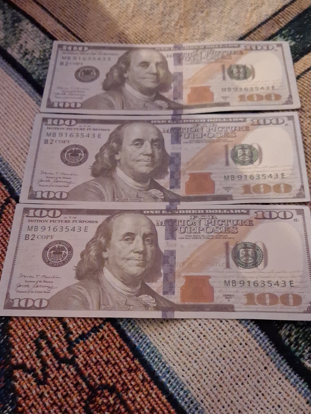 Unbranded Blue and Green Photographic Art Print - Currency Motif Get 3 $100 Prop